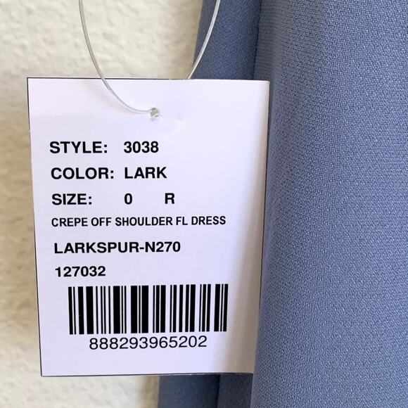 NWT Dessy Collection Off The Shoulder Notch Trumpet Gown in Lark Blue 3038 - Picture 8 of 12